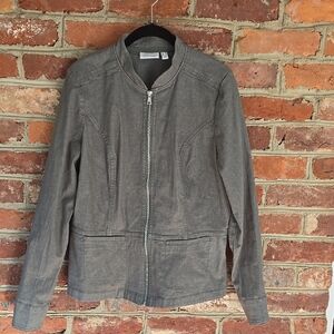 Denim&Co Olive/Army Green  Lightweight Zip-Up Jacket with Stand-Up Collar